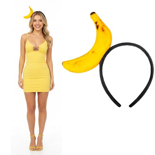 Brace Tang Banana Headband Halloween Costume for Women Men Adult, Funny Peely Banana Hat Yellow