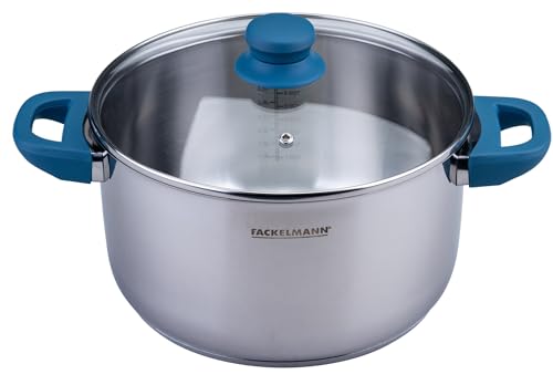 Pentola Essential àò 24 cm in acciaio design moderno impugnatura ergonomica SoftTouch adatta a tutti i piani cottura colore: inox blu