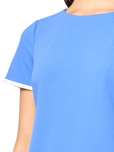 Image of Tommy Hilfiger Women's Short Sleeve Jewel Neck Contrast Piping Mini Shift Dress
