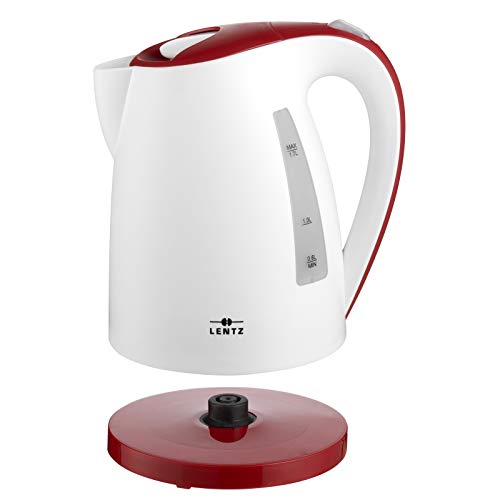 Lentz Wasserkocher 1,7 Liter matt Weiß/Rot 1850 Watt Wasser abnehmbarer Filter – Bild 3