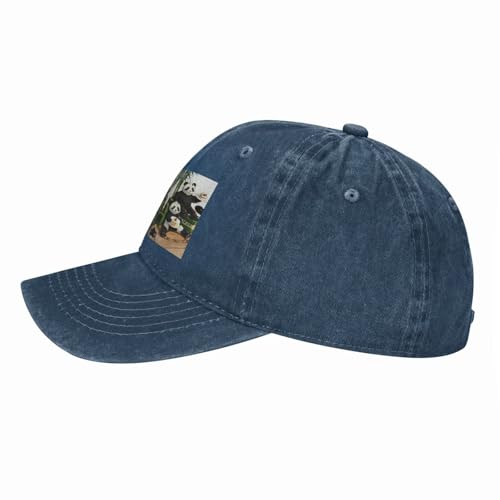 Pandas of Father and Son Navy Blue The hat is Breathable, Sweat-Absorbent, and Adjustable, Fashionable and Versatile, Suitable for All Seasons.2