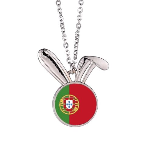 Collier lapin drapeau Portugal pendentif original et moderne
