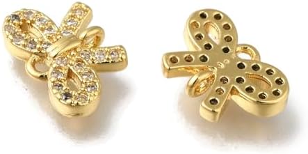 [BEROZA] 20個 小さなかわいいちょう結び コネクターチャーム マイクロパヴェ キュービックジルコニア リンクチャーム ダブ