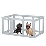 Gardner Pet Recinto per Cani in Acrilico Trasparente – Box Antigraffio e Antiscivolo, Parco Modulare per Cuccioli, Gatti e Conigli – Facile da Pulire, Espandibile, Animali Piccoli - 10 Pizzi, Grigio