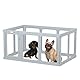 Gardner Pet Acryl Welpenauslauf, 60 cm 10 Panels hundelaufstall für wohnung, Welpenlaufstall faltbar, Transparent, mit Saugnäpfen Laufstall Hund, geeignet für Welpen, Kaninchen, Katzen, Schweine, Grau