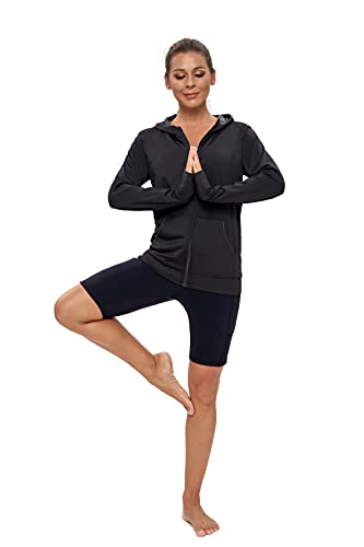 AMZSPORT Womens Running Jacket, Long Sleeve Sports Gym Hoodies Yoga Fitness Top with Pockets - Image 6