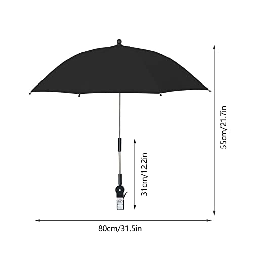 Coolpala Sombrilla para bebé con abrazadera ajustable, parasol ajustable de 360 grados para cochecito de bebé para carretilla, bicicleta, silla de ruedas, silla de playa, rosa