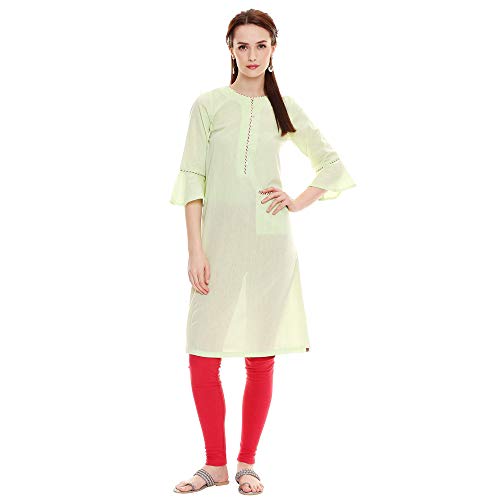 Image of BIBA Womens Round Neck Slub Kurta