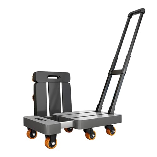 Zusammenklappbarer Küchenrollwagen, Hochleistungs-transportwagen, Reinigungswagen aus Metall, for Gepäck, Reisen, Umzüge(Gray)