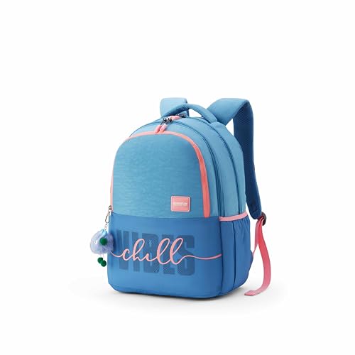 Image of American Tourister Diva | 35 Ltrs | 3 Compartments | Bottle Pocket | Ergonomic Padded Back Panel & Shoulder Straps | High School Backpack | 1 Year International Warranty | Elemental Blue