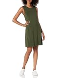 Fabricado en Vietnam. Daily Ritual Vestido con Vuelo con Manga para Mostrar Músculos de Ajuste Informal de Punto Mujer, Verde Bosque, S