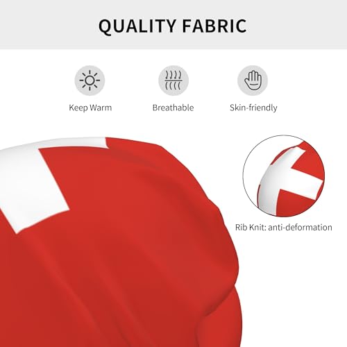 Swiss Flag Children Hip Hop Knitted Hat Kids Elastic Leisure Knit Cap Warm Sleep Beanies Black3