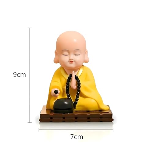 Image of WinsomeCollection Solar Powered Buddha Showpiece for Home Decor | Table Showpiece for Living Room, TV Unit | Decorative Spiritual Idol | Gift Item | Monk Baby Moving Head and Hand