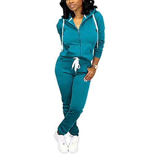 Nimsruc Jogging Suits for Women 2 Piece Casual Small Lake Blue