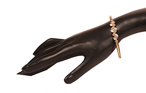 Image of Touchstone Indian bracelets for women mixed metal cuff crystal rhinestones bracelet handcrafted wrist enhancer free size designer in gold or oxidized white tone