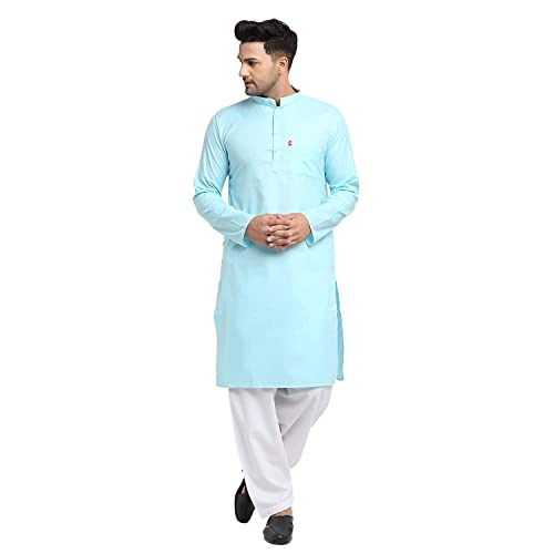 Image of Royal Kurta Mens Cotton Solid Pattern Kurta and Salwar Set