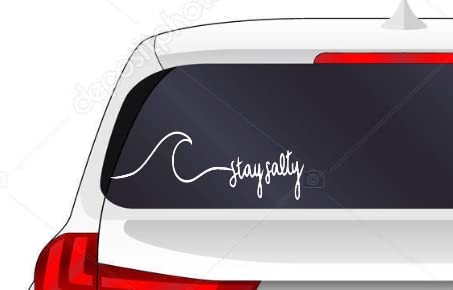 Image of Stay Salty - (5 X 2 - White) - Vinyl Decal - for Windshild, Windows, Bumpers, Laptops, Phones