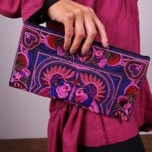 Hand-Made Embroidered Accessory Case / Bag for Knitting or Travel by Plymouth Yarn Company - PINK