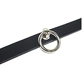 Gletscherlicht Halsband mit O-Ring 20mm, Lederhalsband mit Ring der O aus schwarzem Leder, Gothic SM Sub Bottom Halsband, Modeschmuck
