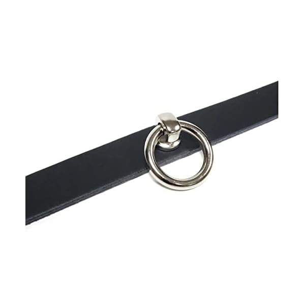 Gletscherlicht Halsband mit O-Ring 20mm, Lederhalsband mit Ring der O aus schwarzem Leder, Gothic SM Sub Bottom Halsband… – Bild 3