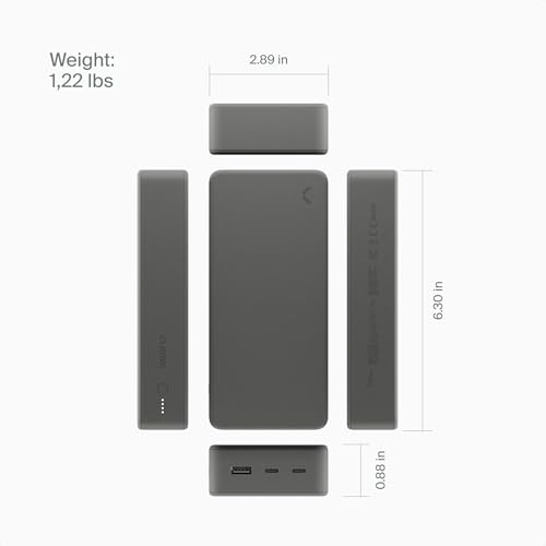 Power Bank Clemm 30000mAh con 3 Puertos y Cable USB-A a USB-C miniatura 5