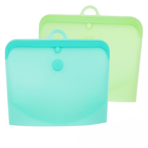 Reusable Silicone Food Storage Bags – 2-Pack – Ideal for Batch Cooking – Mixed Colours – BPA-Free, Leakproof, Freezer & Dishwasher Safe with Freshness Dial