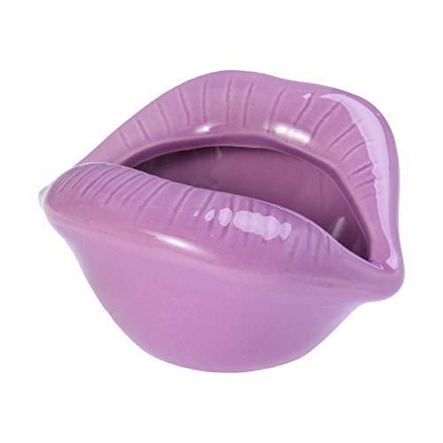 VORCOOL Ceramic Cigarette Ashtray Holder Smoking Accessories Lips Home Table Ornament (Purple)(Purple)