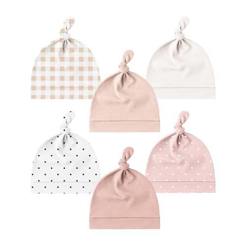 Konssy 6 Pack Baby Newborn Hats, Beanie Hat for Infant Girl Boy, 0-6 Months