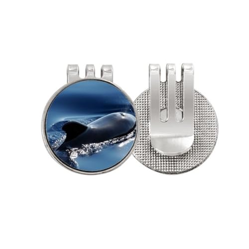 Marcador de pelota de golf con clip magnético y diseño de ballena azul