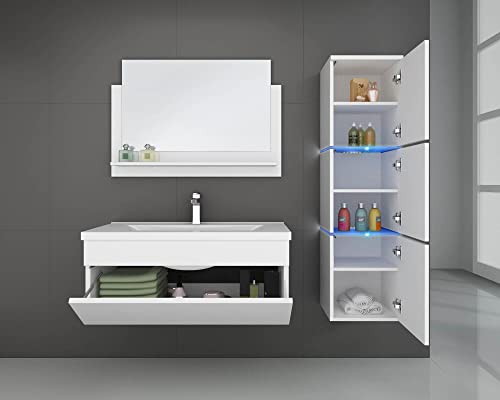 Home Deluxe - Badmöbel-Set - WANGEROOGE weiß - Large - inkl. Waschbecken und komplettem Zubehör - Breite Waschbecken: ca. 60 cm I Badezimmermöbel Waschtisch Badmöbelset