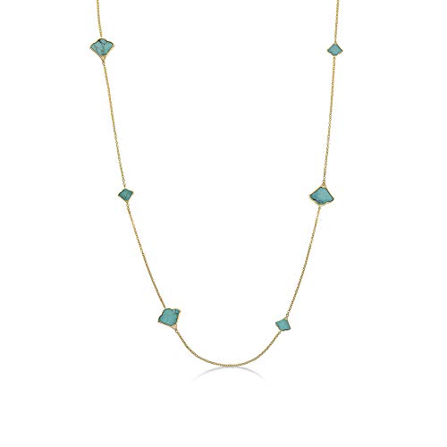 Lavari Jewelers Mother of Pearl Necklace in 925 Sterling Silver with Yellow Gold Plating Adjustable Lobster Claw