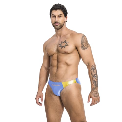 Oceanus Series Color-Blocked Swimming Trunks Spandex Triangle Sexy Fashion Vacation Navy Style Beach spa（511）3