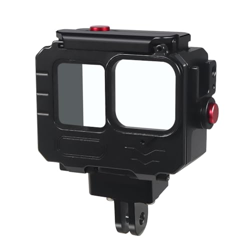NovelGoal Aluminum Alloy 80 Meters Diving Waterproof Housing Case Underwater Vlog Shell Protective Frame Compatible with Gopro 12 11 10 9 Action Camera (Combo B,Quick Install)