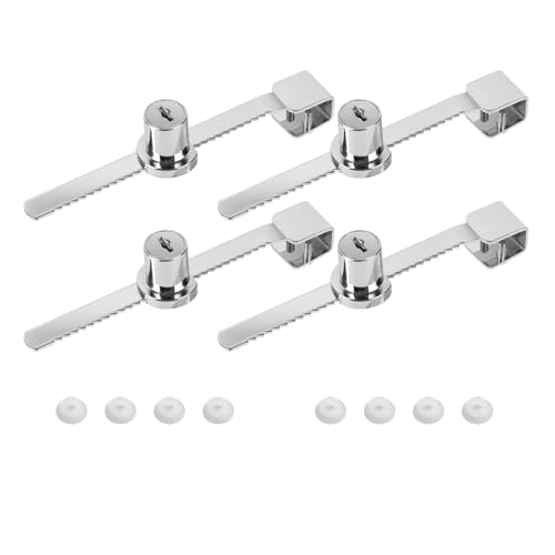 Cerraduras de Vitrina, 4 Piezas Cerradura para Puertas de Cristal para Puertas Correderas de Cristal de 5 a 8 mm de Grosor sin Taladrar para Doméstico y Comercial