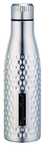 Image of Signoraware Aace Hammered Single Walled Stainless Steel Bottle | Airtight & Leakproof | Stylish & Durable | Lightweight & Portable | Ideal for Office, Gym, School & Travel Use (1 Ltr | Multicolour)