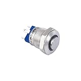 ONPOW Push Button Switch GQ12-AH-10E/J/S,High Round,Ring Illuminated,Momentary; 1NO,12mm;Pin Terminal; Stainless Steel (GQ12-AH-10E/J/W/12V/S(Momentary))