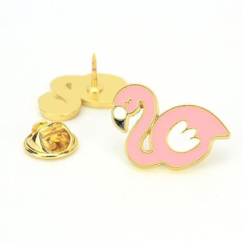 Image of Flamingo Enamel Pin Cute Pink Flamingo Enamel Pins with Safety Backing Cartoon Flamingo Charms Accessories Flamingo Stuff Gift Jewelry Backpack Lapel Brooches for Women
