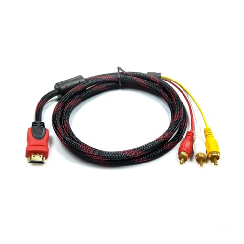 Dewfigs ㅤ Cable HDMI a RCA 1.5M para Transmisión de Audio y Video, Compatible con Todos Los Dispositivos HDMI y Entradas RCA para HDTV, Reproductores de DVD, proyectores, Consolas de Juegos y Más