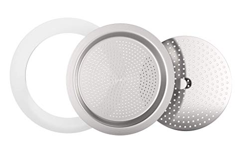bonVIVO - Set Intenca Pratique 3 Pièces De Rechange - Joint D'Étanchéité En Caoutchouc - Crépine En Inox - Filtre De Réduction - Pour Machine À Espresso Intenca - 6 tasses