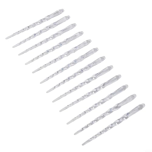 Juego de 12 colgantes de carámbanos transparentes con cordón para colgar para decoración de árbol (B-L)
