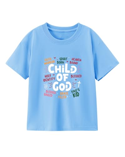 Image of Christian T-Shirts Child of God Shirt Kids Toddler Cute Girls Boys Short Sleeve Tops Graphic I'm A Child of God Tee 2-8 Years