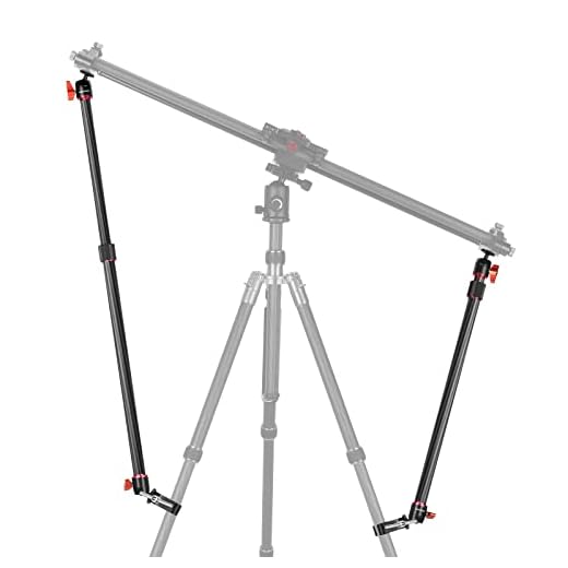 Neewer Camera Slider Support Arm Stabilizer, 2-Pack Carbon Fiber Adjustable Tripod Stability Arm for Increasing Stability, Extendable Poles for Camera Video Slider with (2)C Clamps, (4)BallHead –ST33