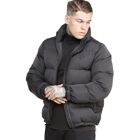 SikSilk Black Embossed Logo Bubble Jacket Cover