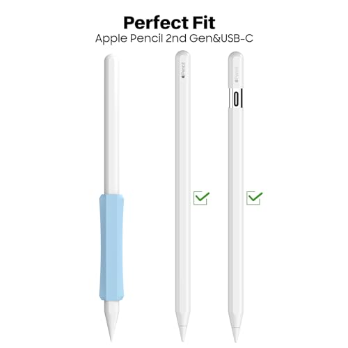Image of NIUTRENDZ 3 Pack Silicone Grip for Apple Pencil 2 & iPencil Pro & Apple Pencil (USB-C) Ergonomic Design Protective Case Cover Sleeve (White + Blue + Black)