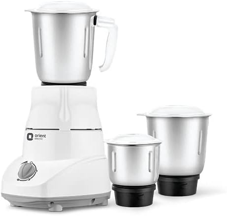 Orient Electric Kitchen Magic MGKM50G3 500-Watt Mixer Grinder with 3 Jars (White/Grey)