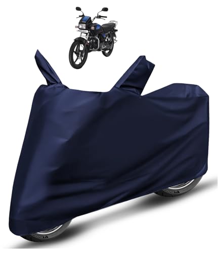 Image of Auto Hub Bike Cover Compatible with Splendor Plus with Mirror Pocket, Dustproof, Heat Resistant, Triple Stitched, Splendor Plus Bike Cover- Plain Navy