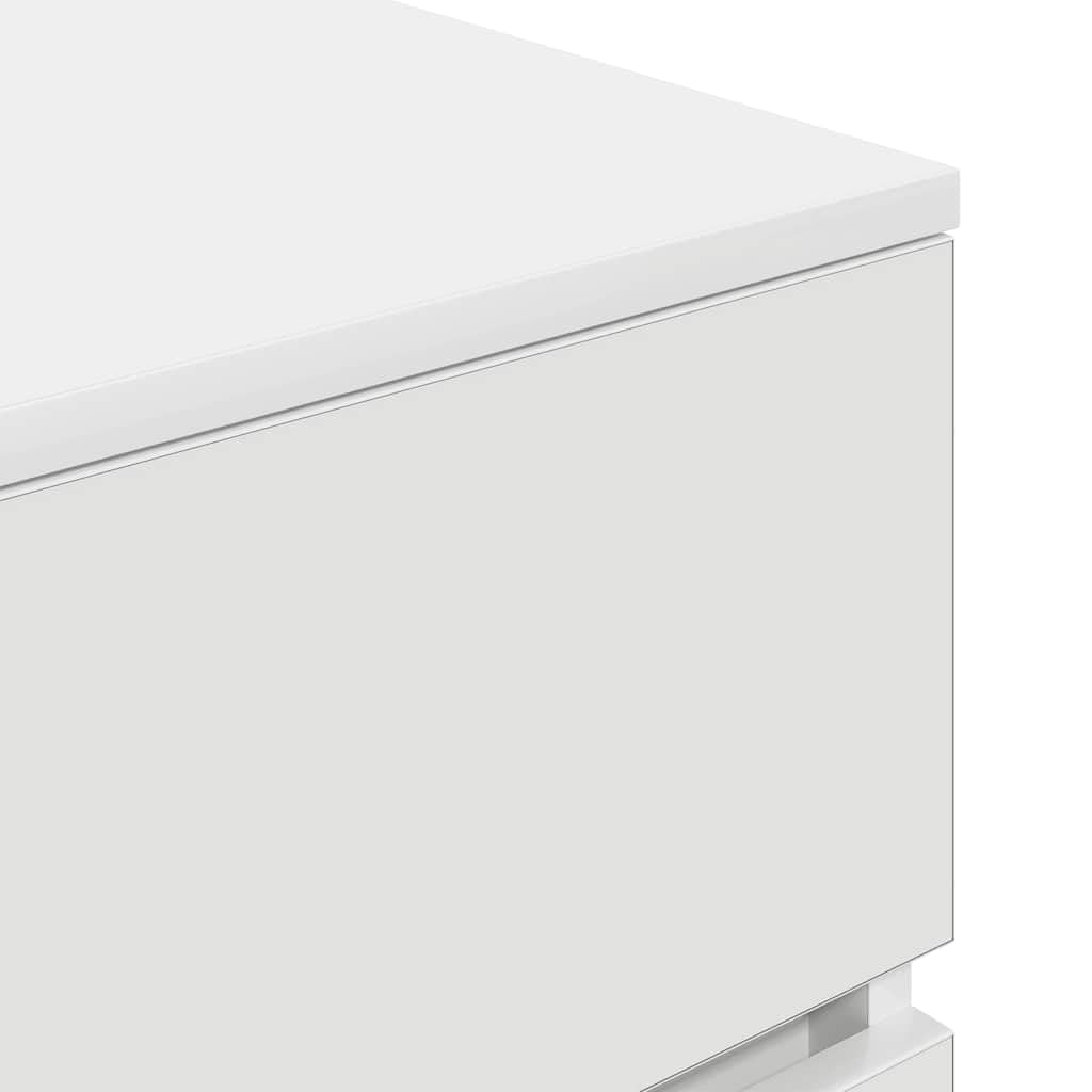 vidaXL Table de Chevet avec 3 tiroirs Blanc 39x35x65 cm, Table d'appoint, Armoire de lit, Table d'appoint pour la Chambre, Table de Nuit, Table de lit