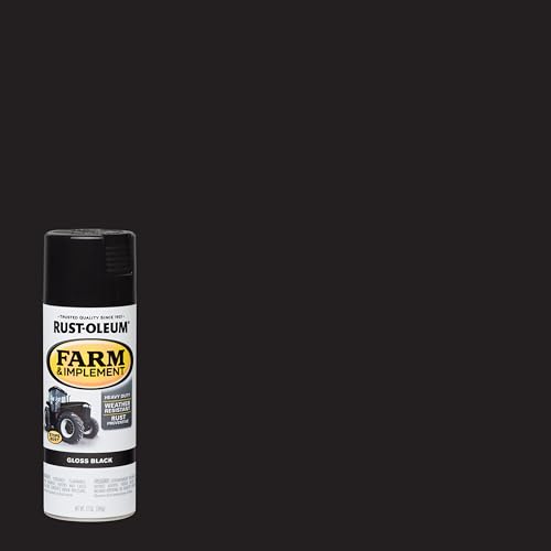 Rust-Oleum 280123-6PK Farm & Implement Spray Paint, 12 oz, Gloss Black, (Pack of 6)