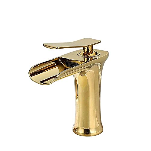 Grifo de lavabo monomando con agua fría y caliente y caño abierto de cascada