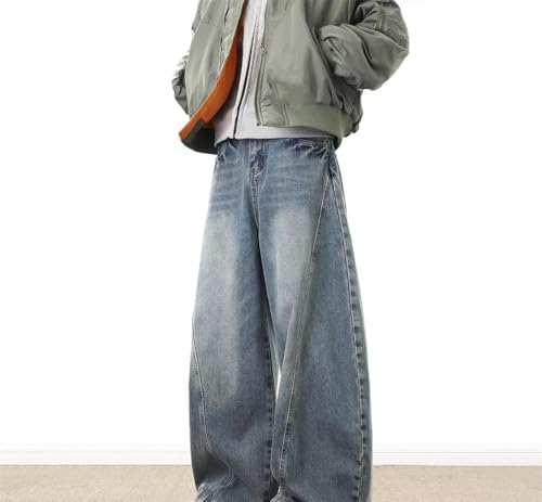 Men Baggy Wide Leg Denim Pants Washed Jeans Loose Fit Streetwear Casual Straight Trousers2